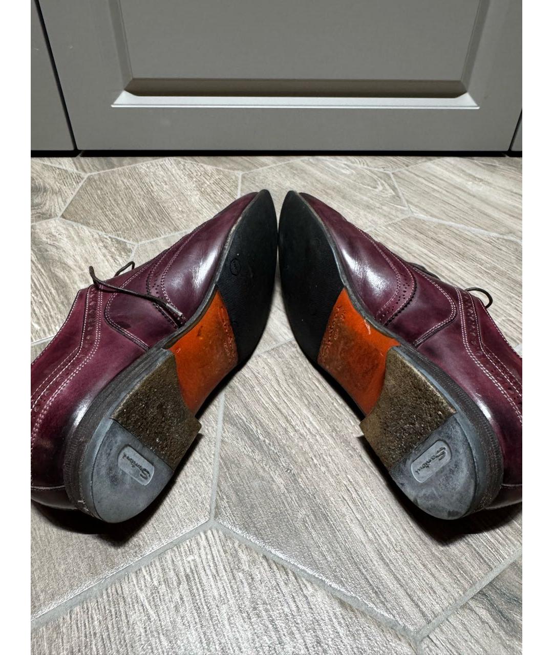 SANTONI Коричневые кожаные низкие ботинки, фото 6