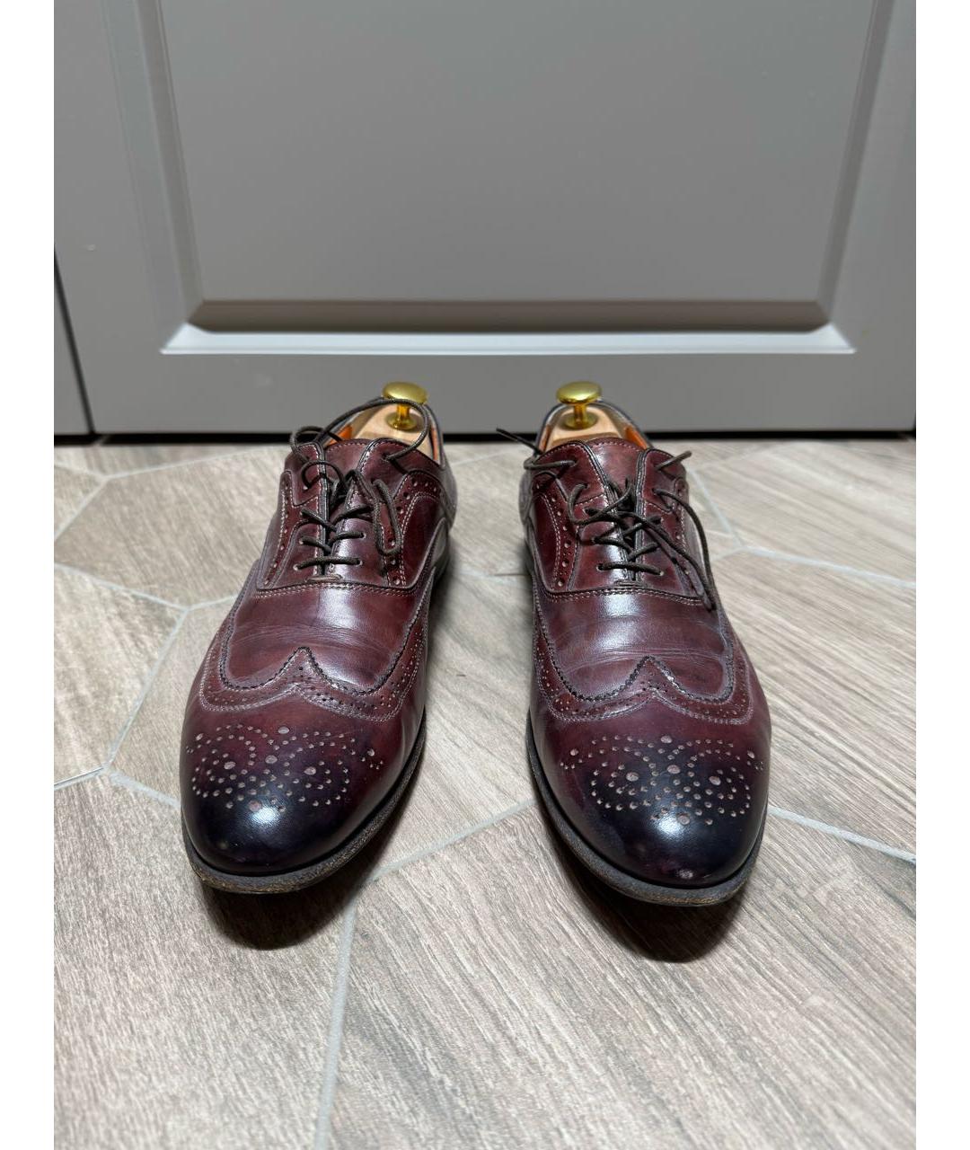SANTONI Коричневые кожаные низкие ботинки, фото 2