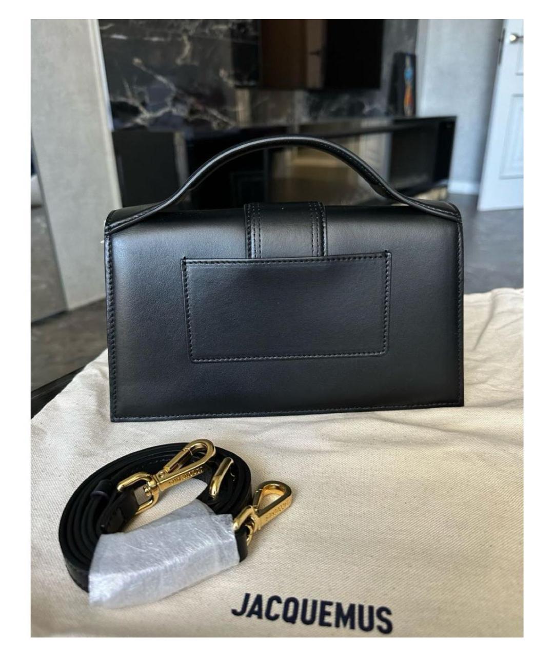 JACQUEMUS Черная кожаная сумка с короткими ручками, фото 3