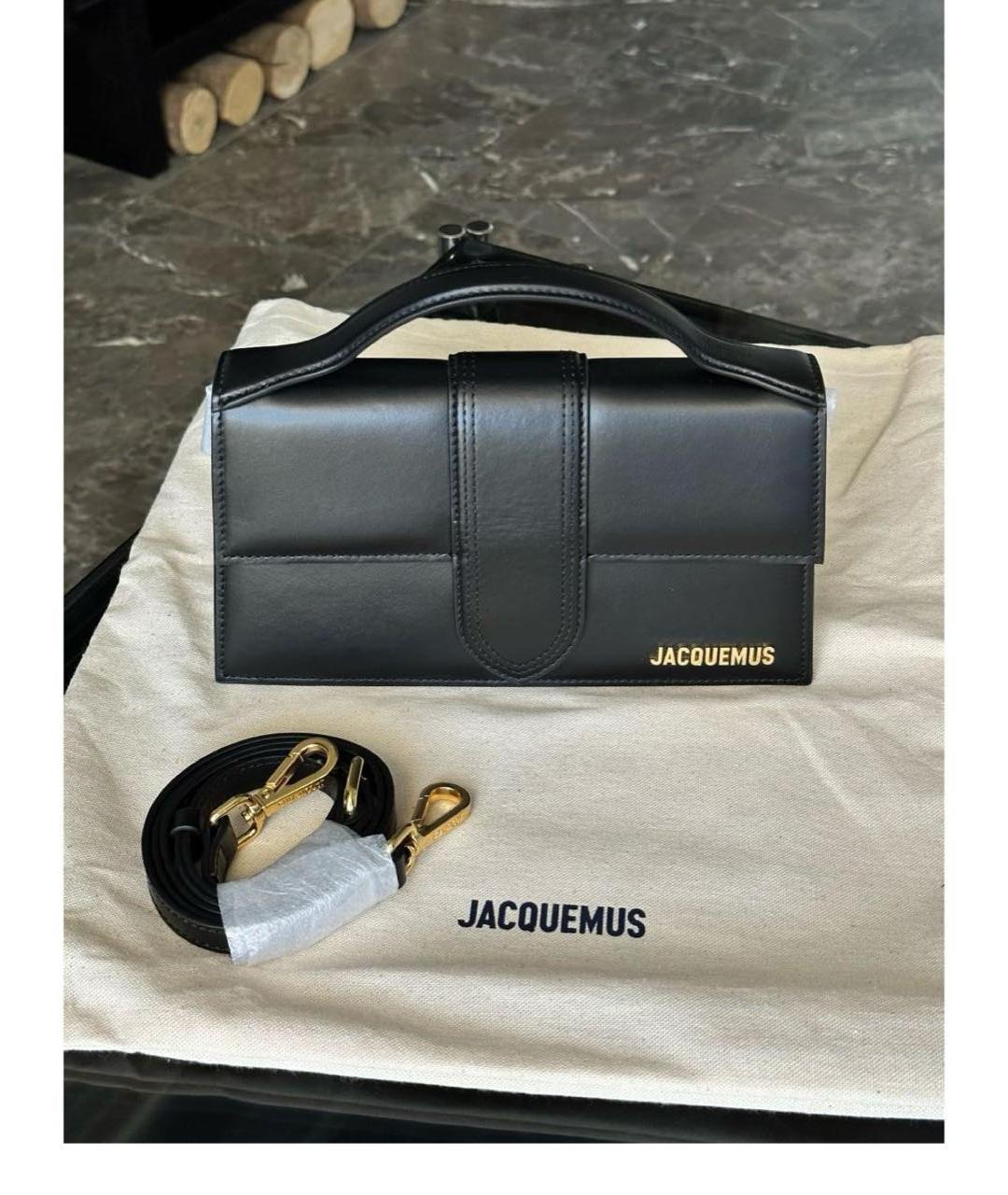 JACQUEMUS Черная кожаная сумка с короткими ручками, фото 2