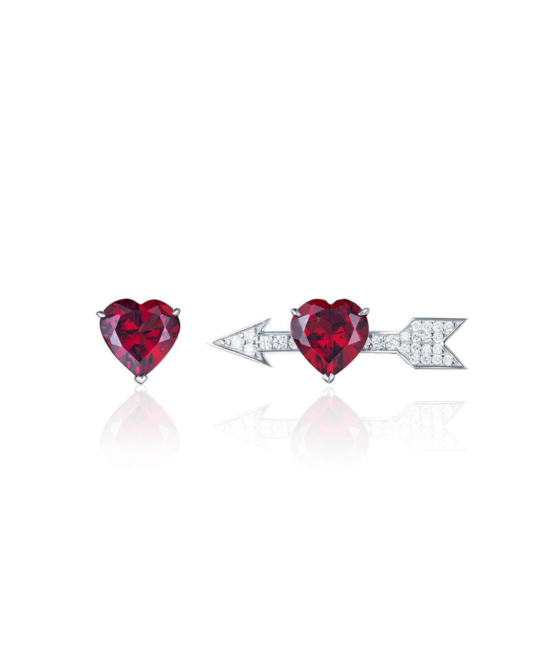 YANA JEWELLERY Бордовые серьги из белого золота, фото 5