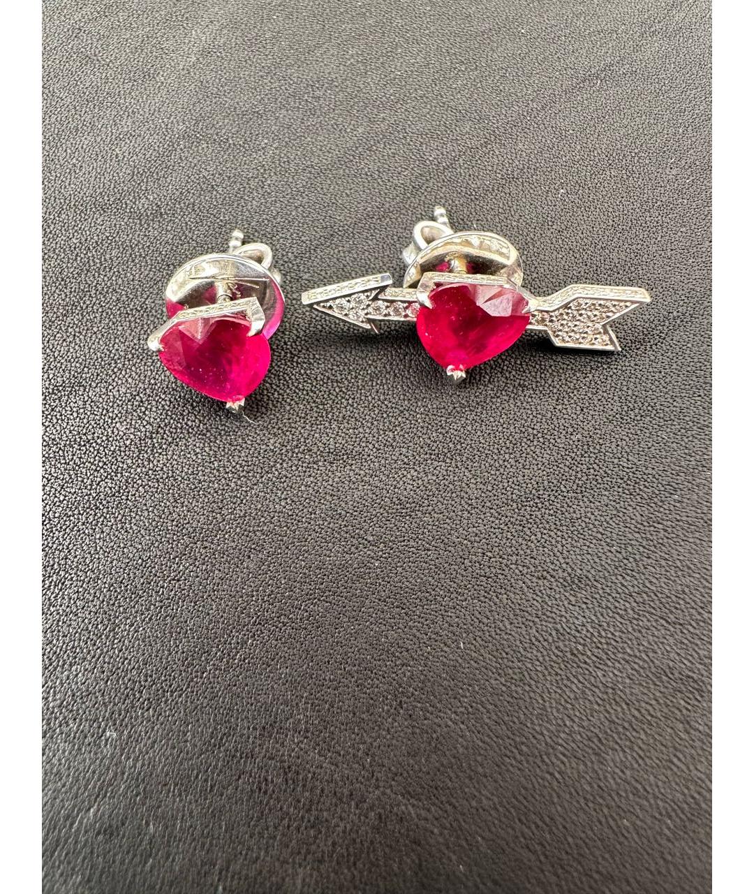 YANA JEWELLERY Бордовые серьги из белого золота, фото 2
