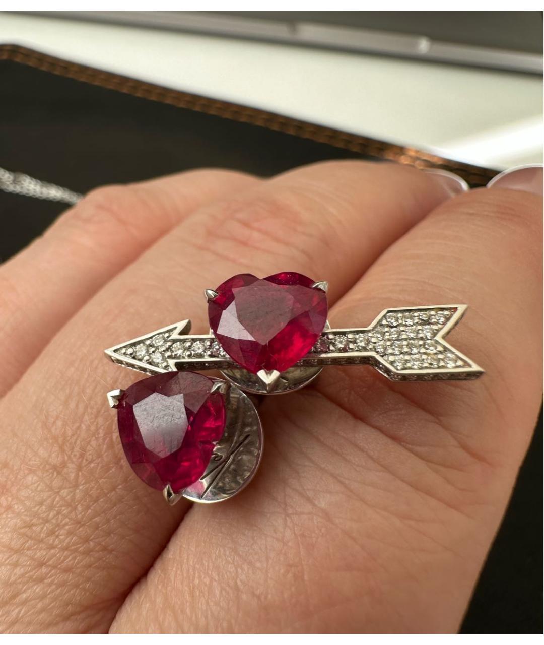 YANA JEWELLERY Бордовые серьги из белого золота, фото 3