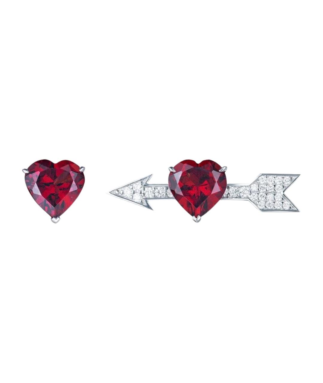 YANA JEWELLERY Бордовые серьги из белого золота, фото 1