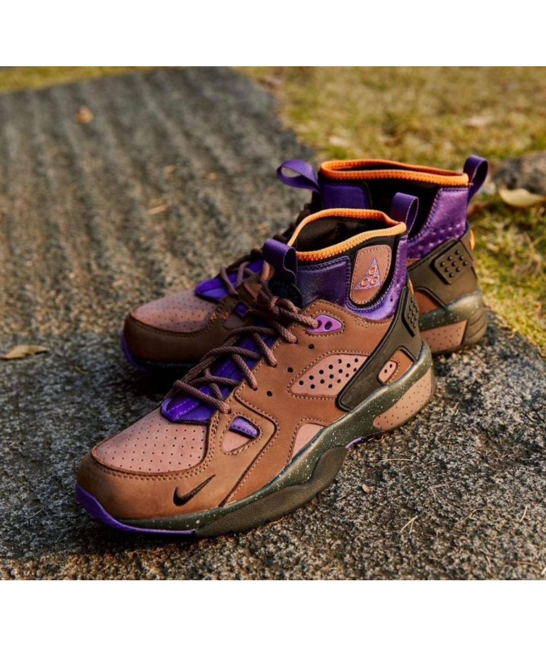 NIKE ACG Коричневые кожаные высокие кроссовки / кеды, фото 6