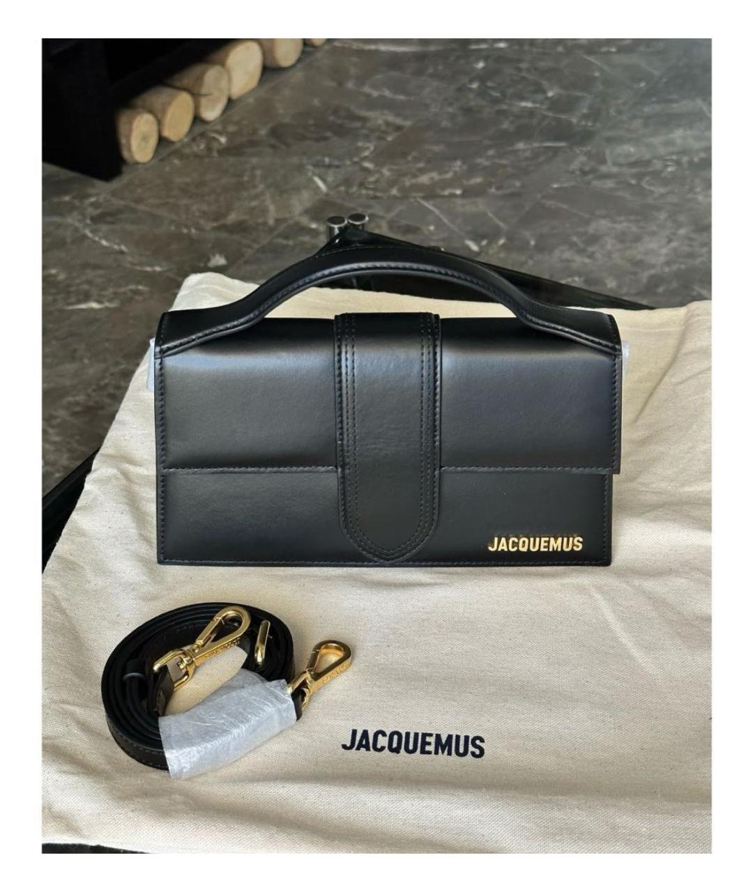 JACQUEMUS Черная кожаная сумка с короткими ручками, фото 2