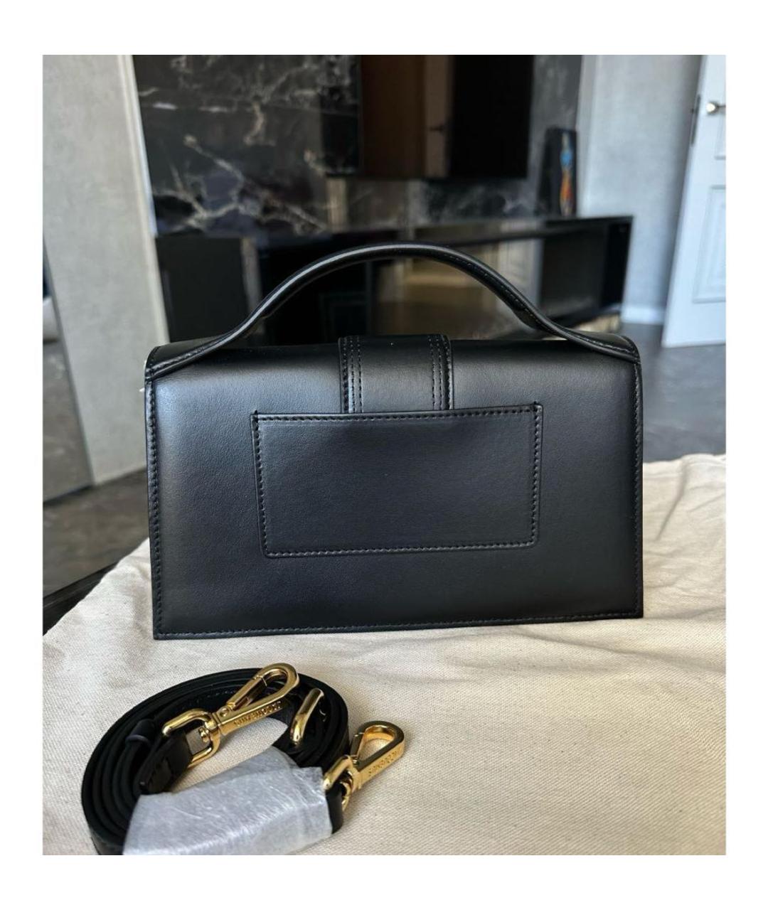 JACQUEMUS Черная кожаная сумка с короткими ручками, фото 3
