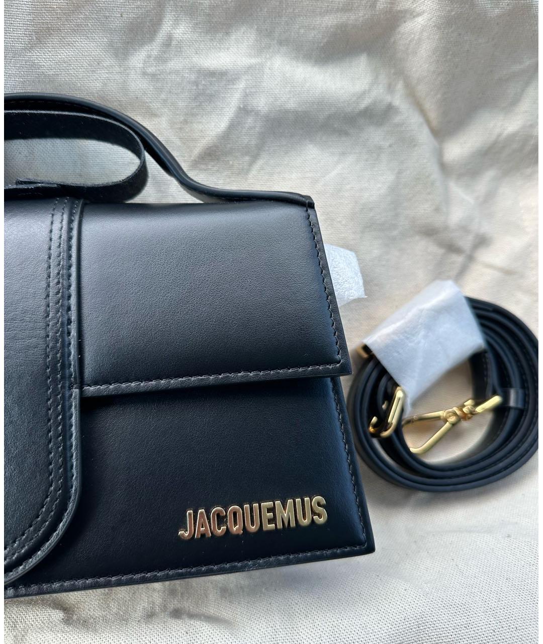 JACQUEMUS Черная кожаная сумка с короткими ручками, фото 4