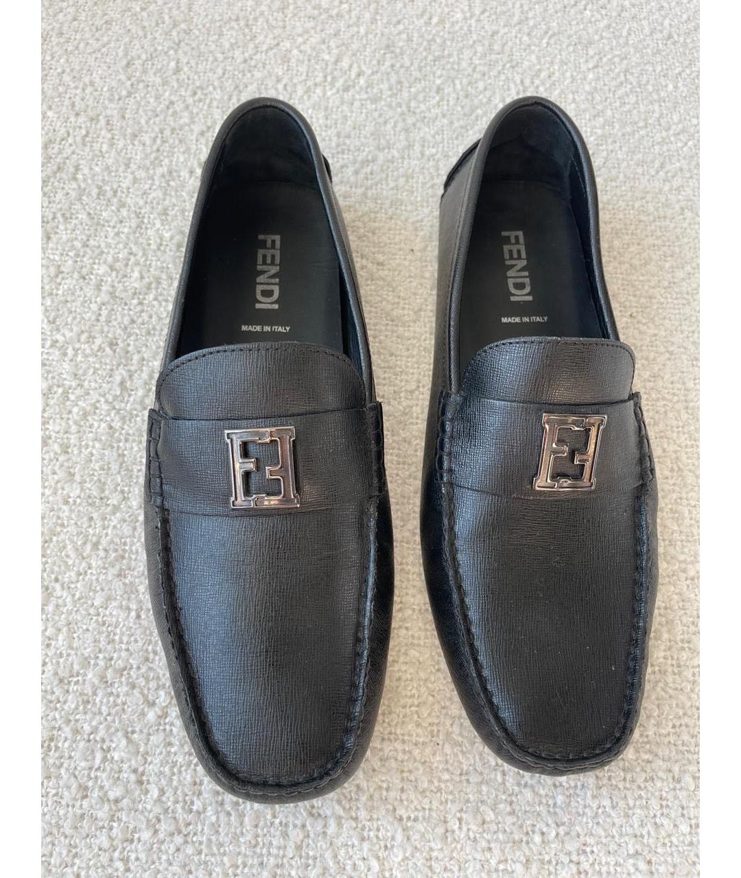 FENDI Черные кожаные мокасины, фото 3