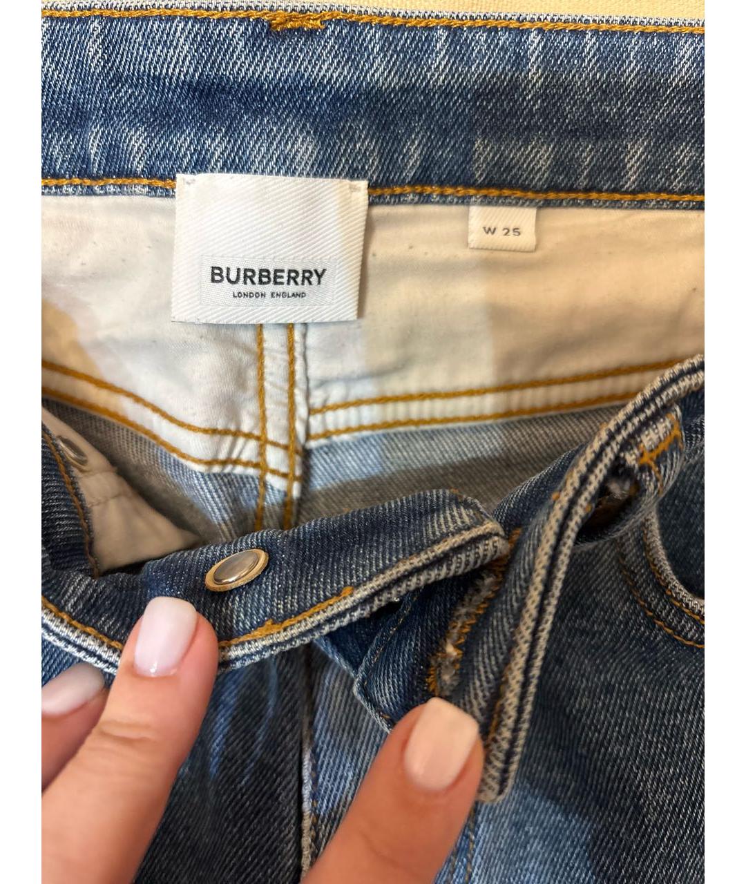 BURBERRY Синие хлопковые джинсы слим, фото 3