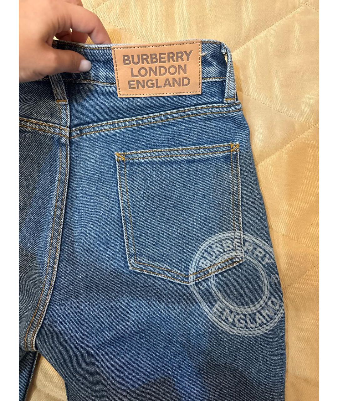 BURBERRY Синие хлопковые джинсы слим, фото 2