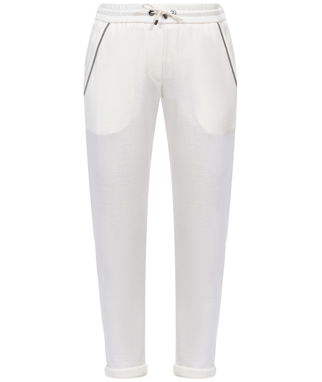 BRUNELLO CUCINELLI Белые хлопковые спортивные брюки и шорты, фото 1