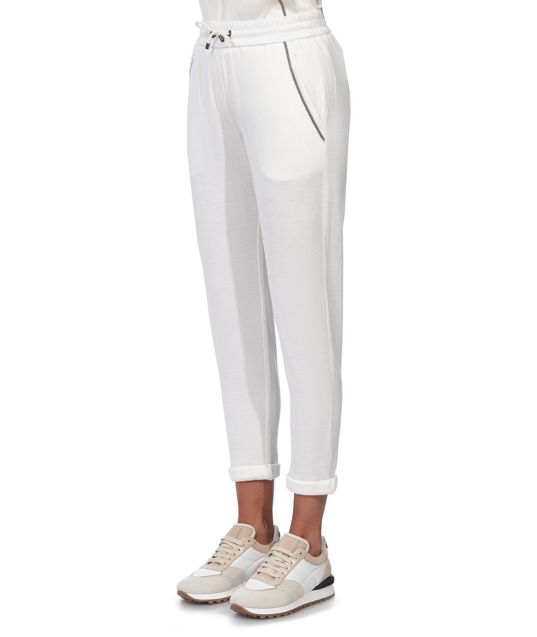 BRUNELLO CUCINELLI Белые хлопковые спортивные брюки и шорты, фото 3