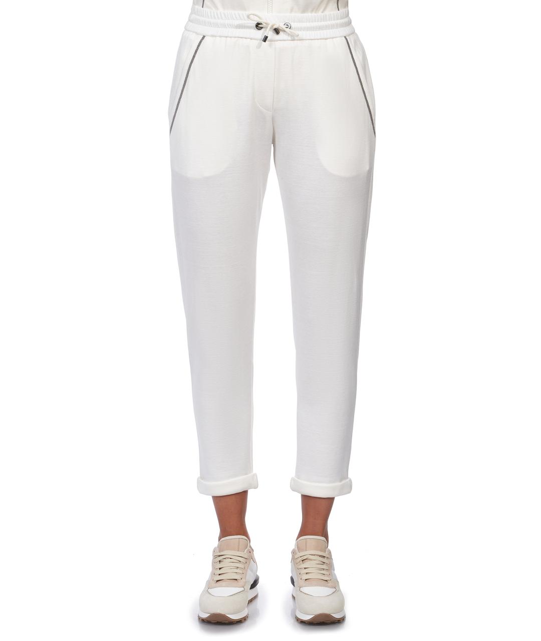 BRUNELLO CUCINELLI Белые хлопковые спортивные брюки и шорты, фото 4