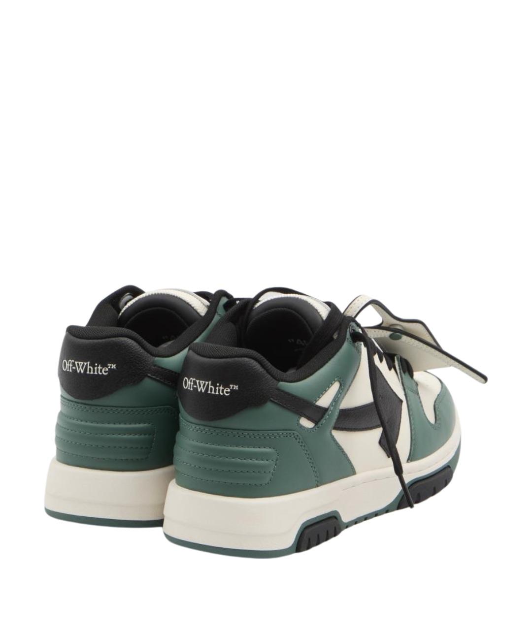OFF-WHITE Зеленые кожаные низкие кроссовки / кеды, фото 3