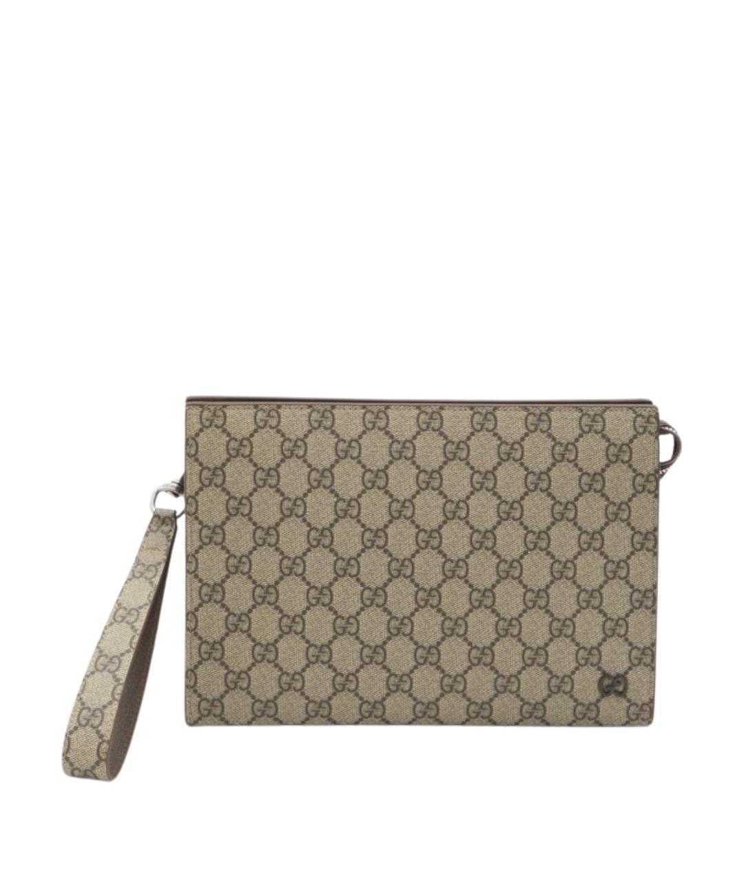 GUCCI Бежевая барсетка из искусственной кожи, фото 1