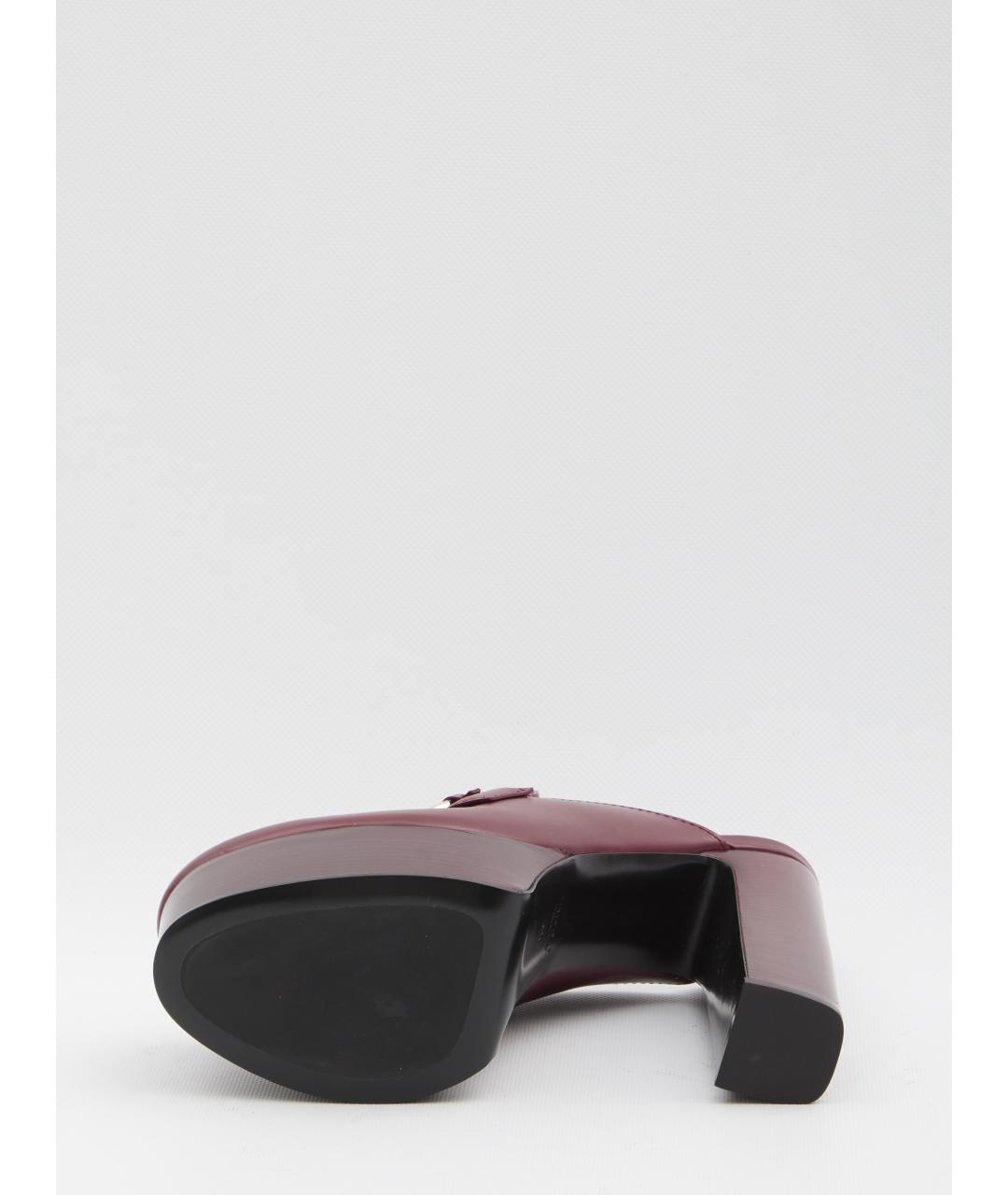GUCCI Бордовые кожаные мюли, фото 4