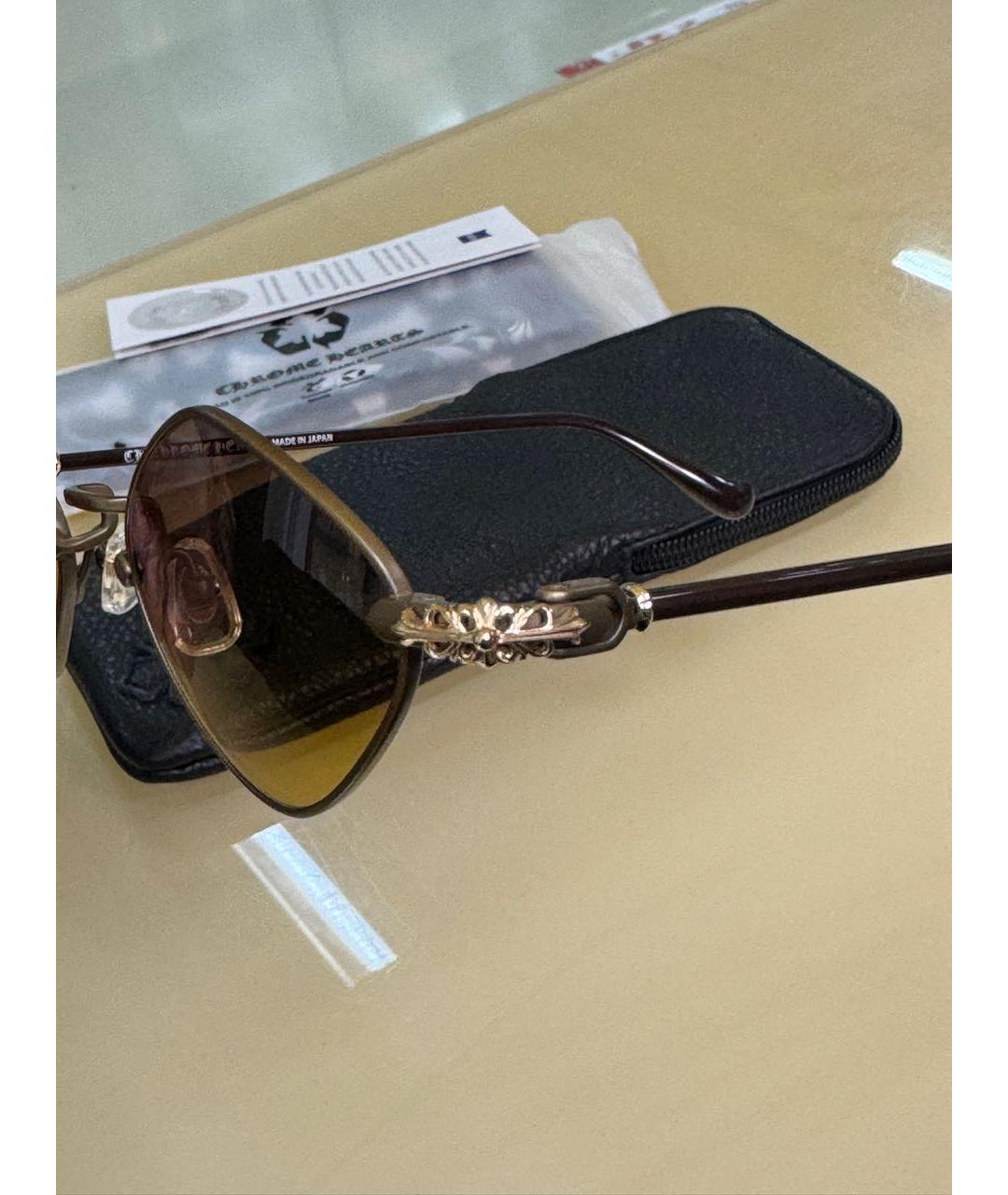 CHROME HEARTS Коричневые металлические солнцезащитные очки, фото 5