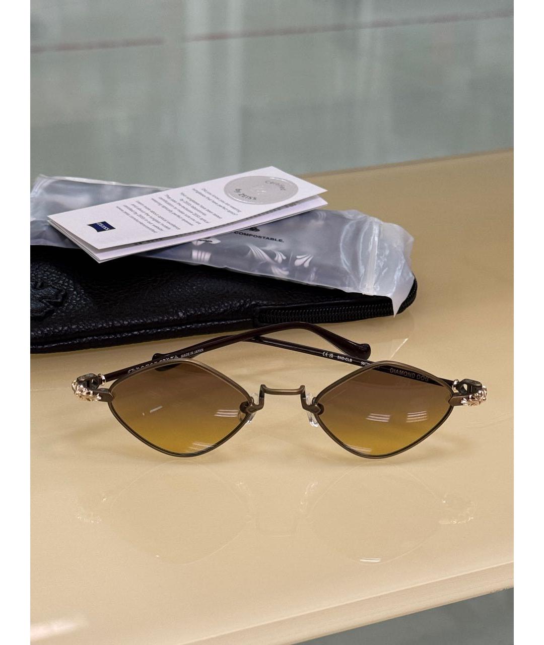 CHROME HEARTS Коричневые металлические солнцезащитные очки, фото 2