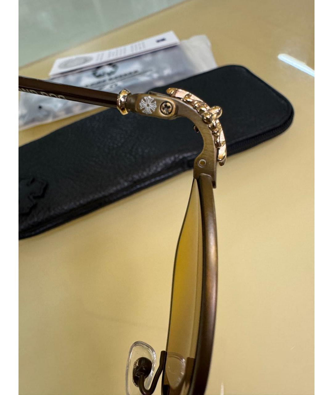 CHROME HEARTS Коричневые металлические солнцезащитные очки, фото 7