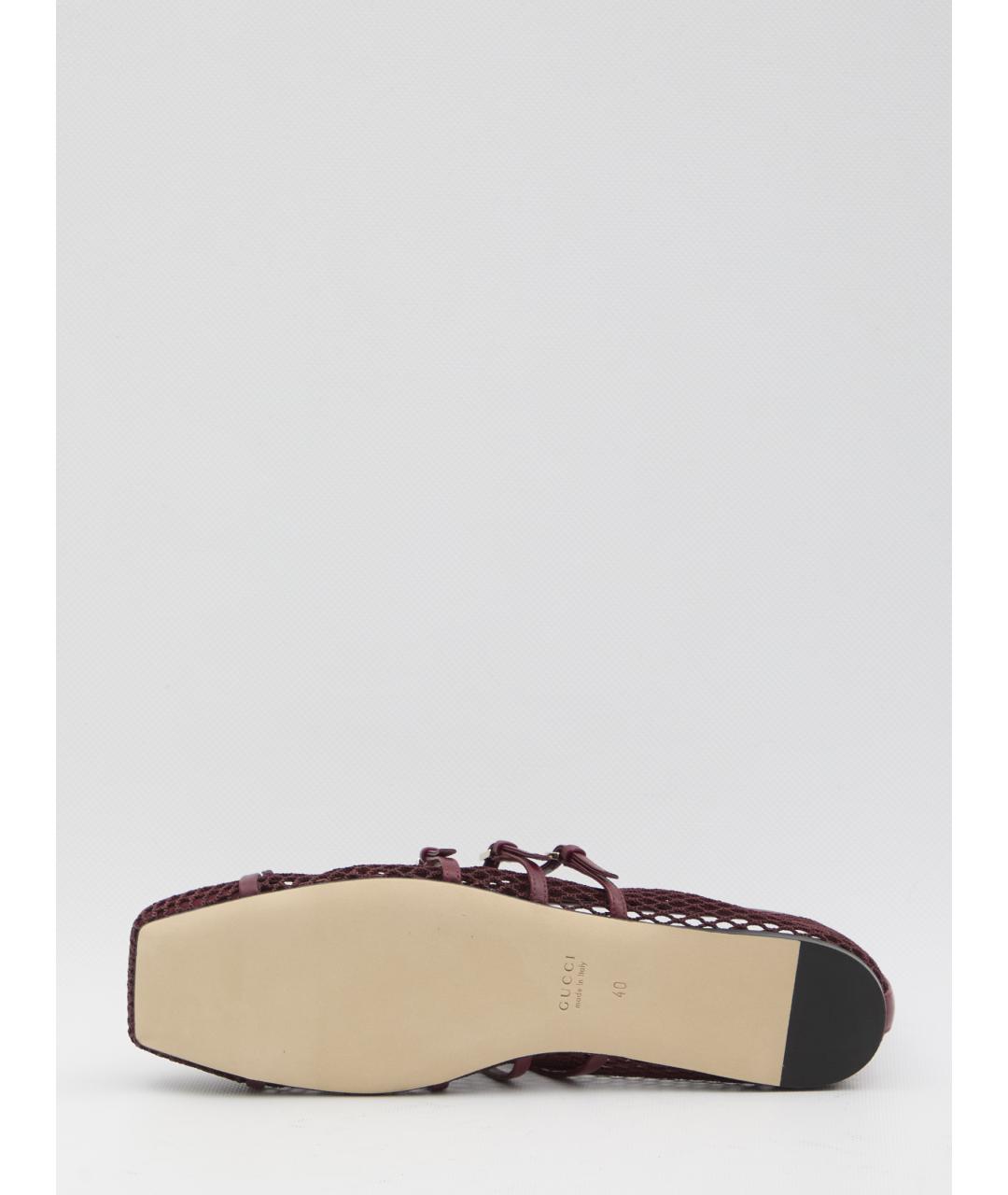 GUCCI Бордовые текстильные балетки, фото 4