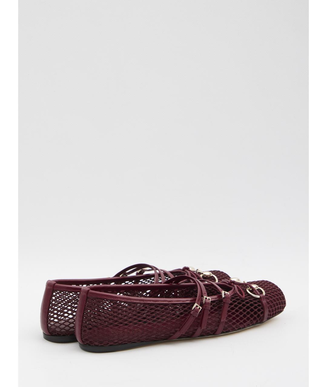 GUCCI Бордовые текстильные балетки, фото 3