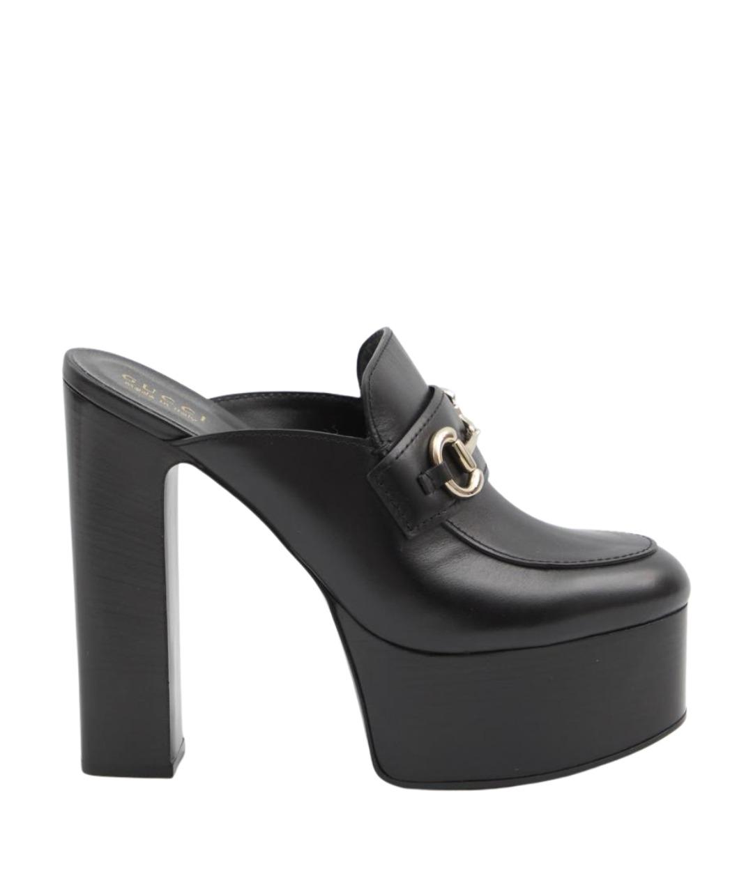 GUCCI Черные кожаные мюли, фото 1