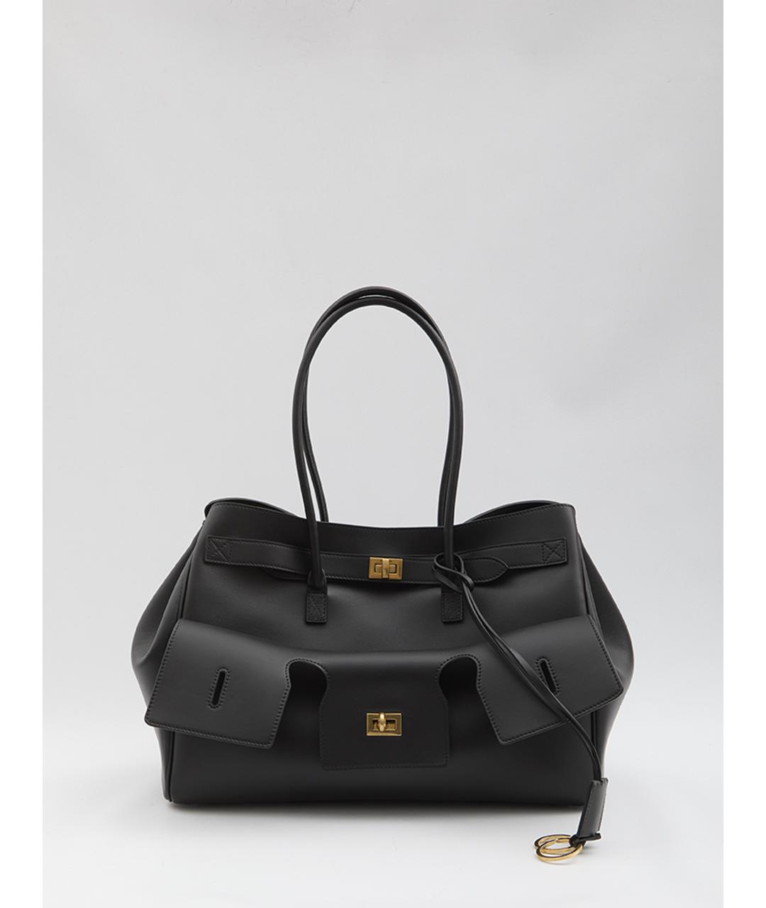 BALENCIAGA Черная кожаная сумка тоут, фото 5