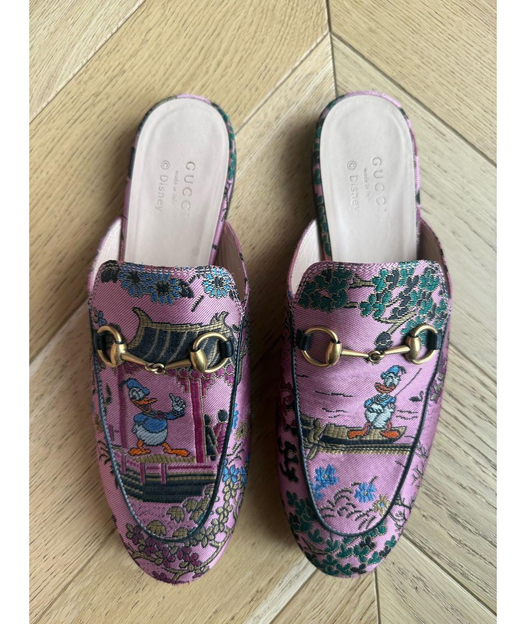 GUCCI Розовые текстильные мюли, фото 2