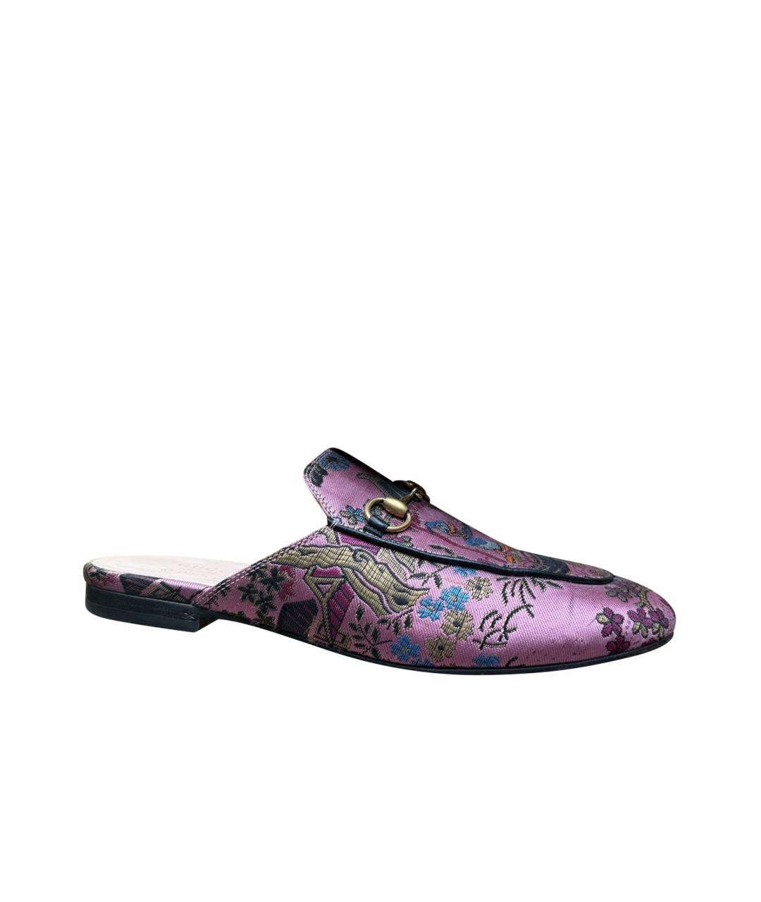 GUCCI Розовые текстильные мюли, фото 1