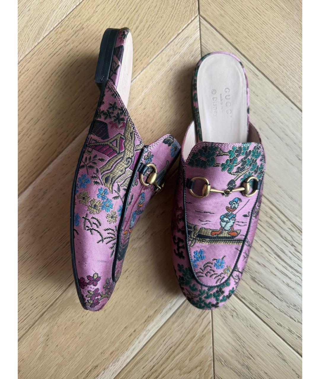 GUCCI Розовые текстильные мюли, фото 5