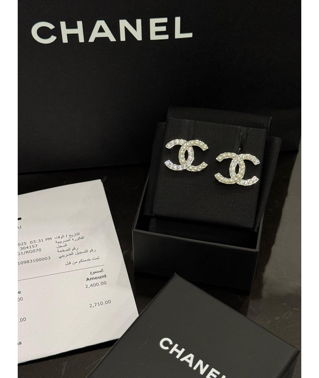 CHANEL Серебряные металлические серьги, фото 4