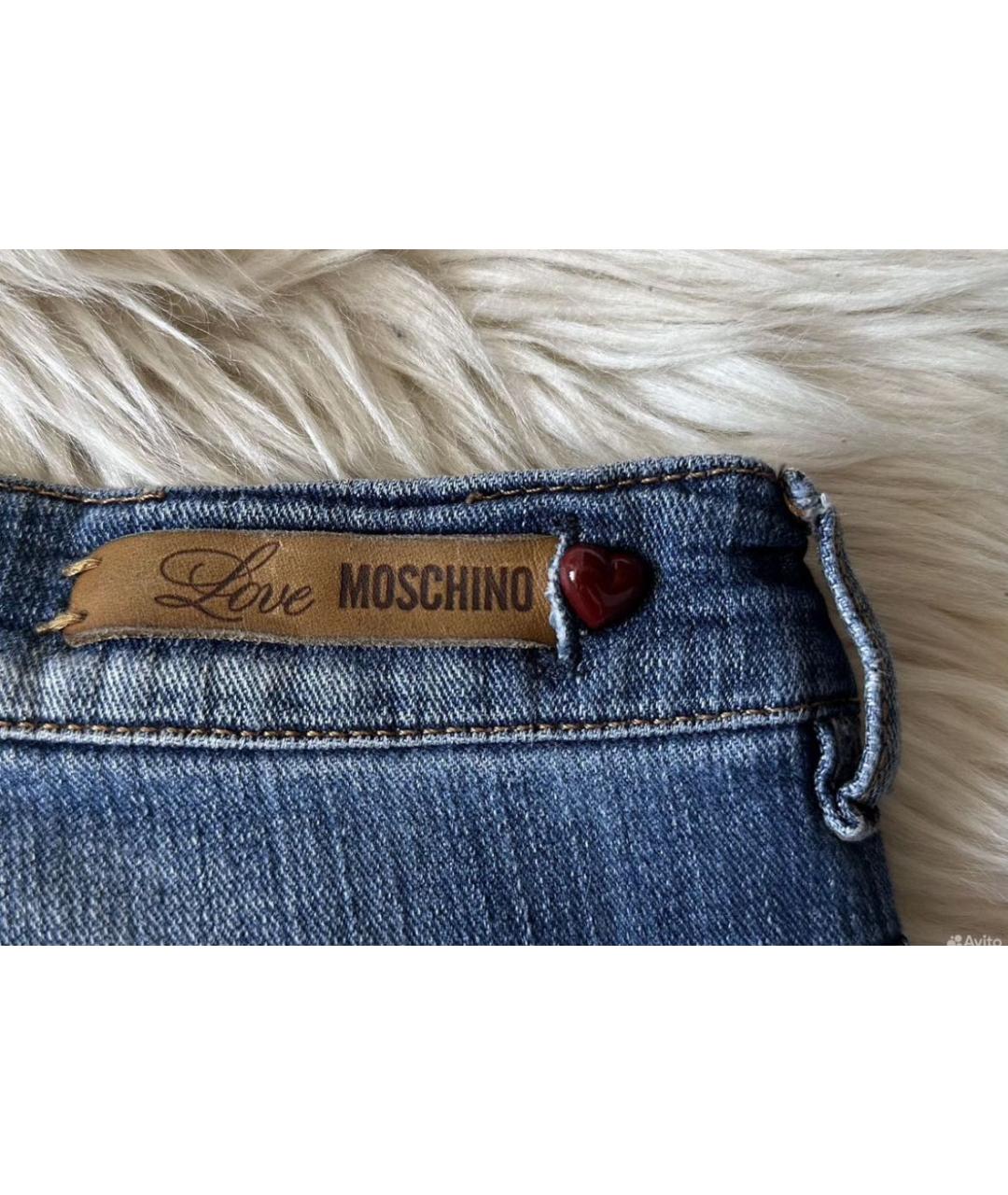 MOSCHINO Синие хлопко-эластановые прямые джинсы, фото 5