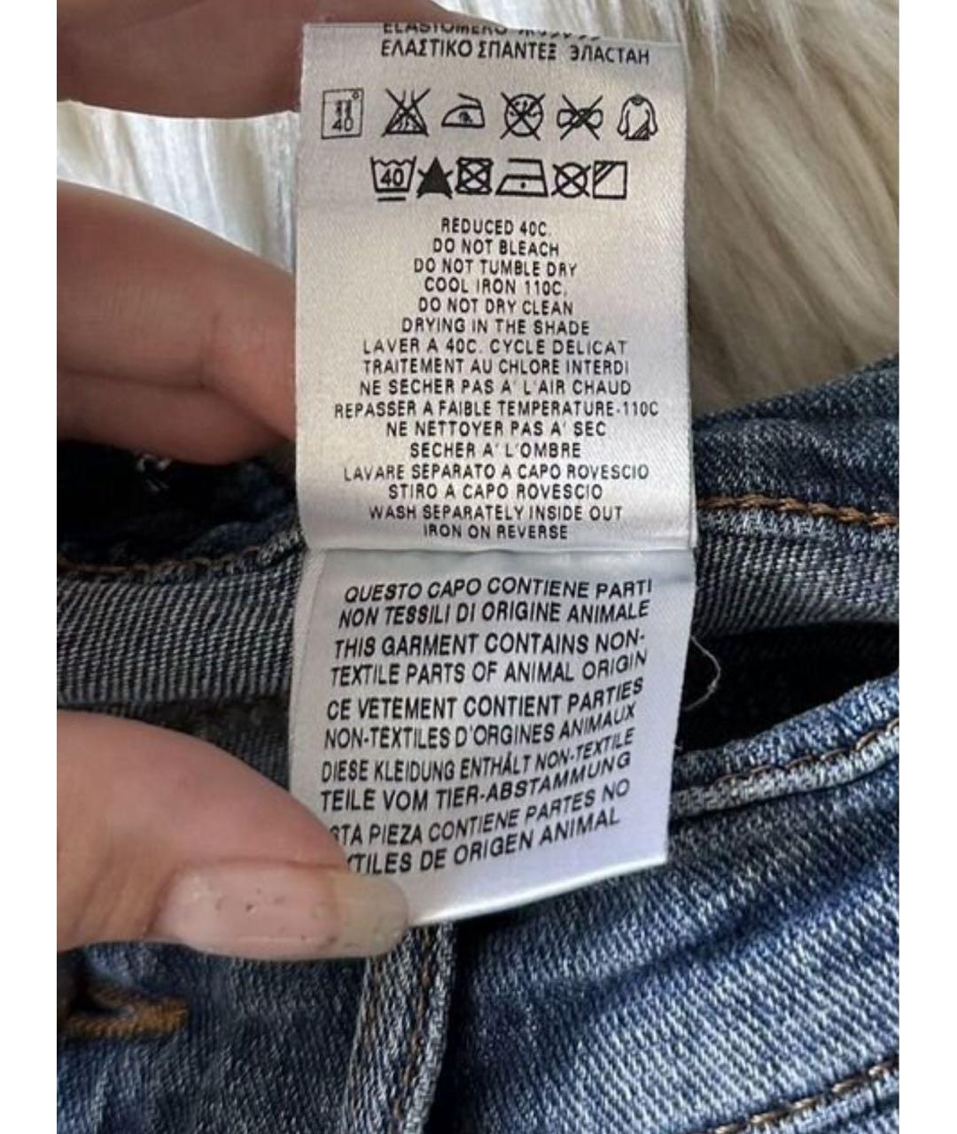 MOSCHINO Синие хлопко-эластановые прямые джинсы, фото 8