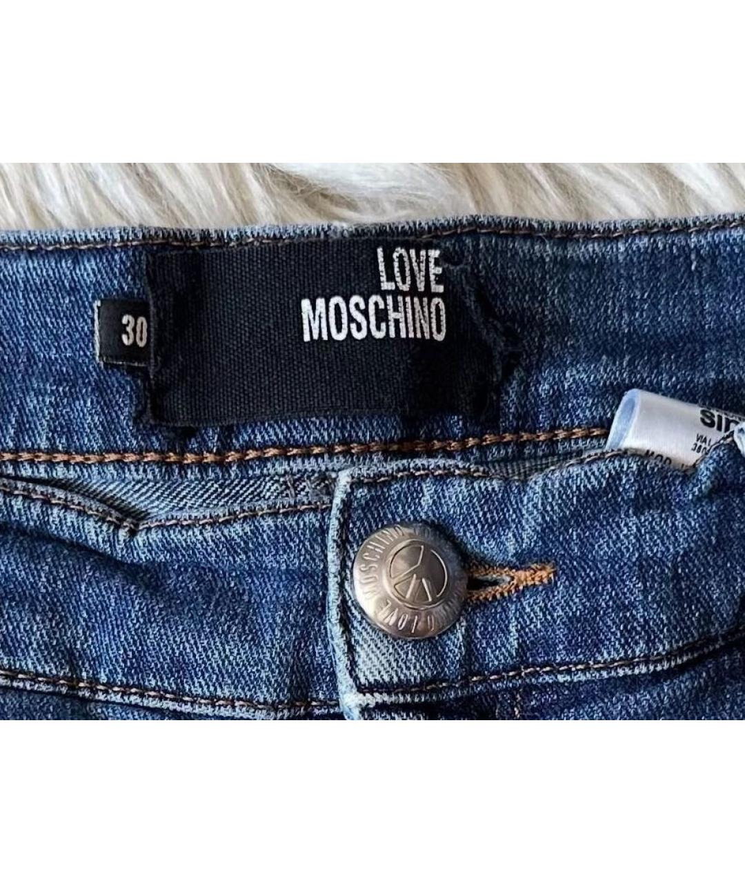 MOSCHINO Синие хлопко-эластановые прямые джинсы, фото 6