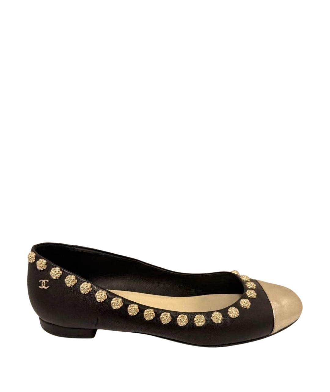 CHANEL Черные кожаные балетки, фото 1
