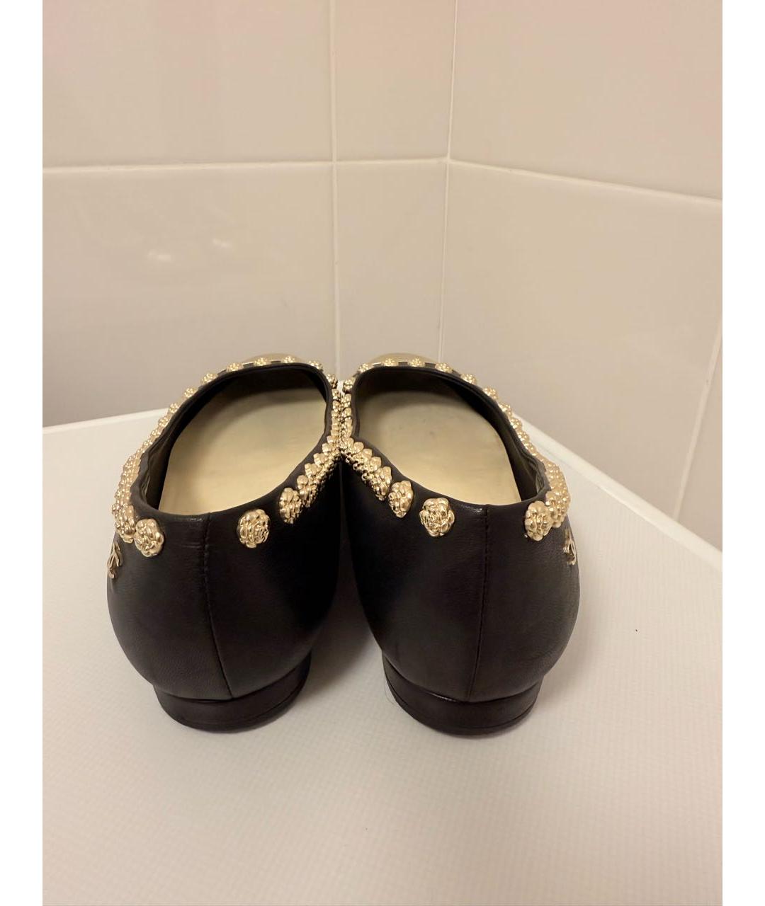 CHANEL Черные кожаные балетки, фото 3