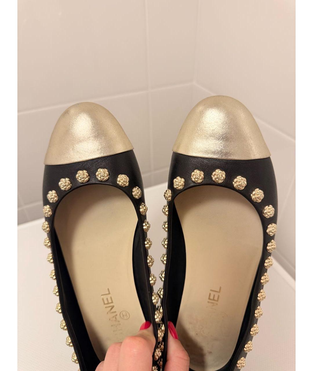 CHANEL Черные кожаные балетки, фото 4