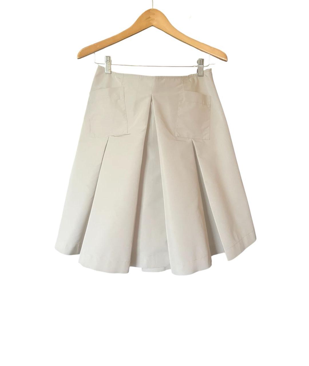 PRADA Бежевая шелковая юбка миди, фото 8