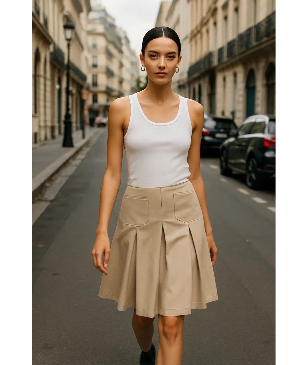 PRADA Бежевая шелковая юбка миди, фото 6