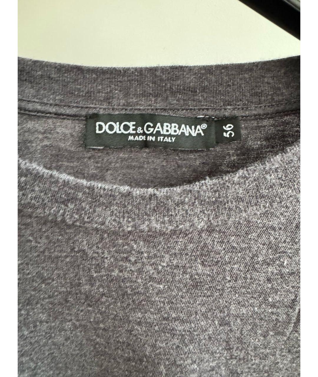 DOLCE&GABBANA Антрацитовая хлопковая футболка, фото 4