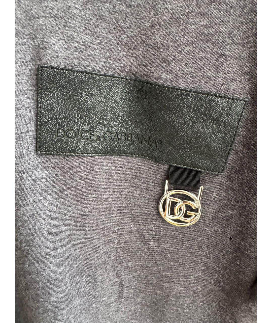 DOLCE&GABBANA Антрацитовая хлопковая футболка, фото 5