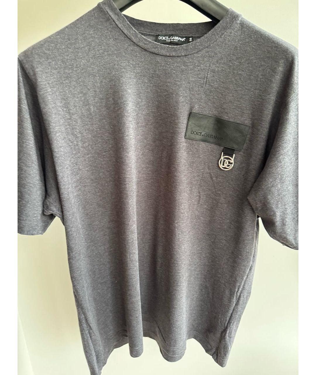 DOLCE&GABBANA Антрацитовая хлопковая футболка, фото 2