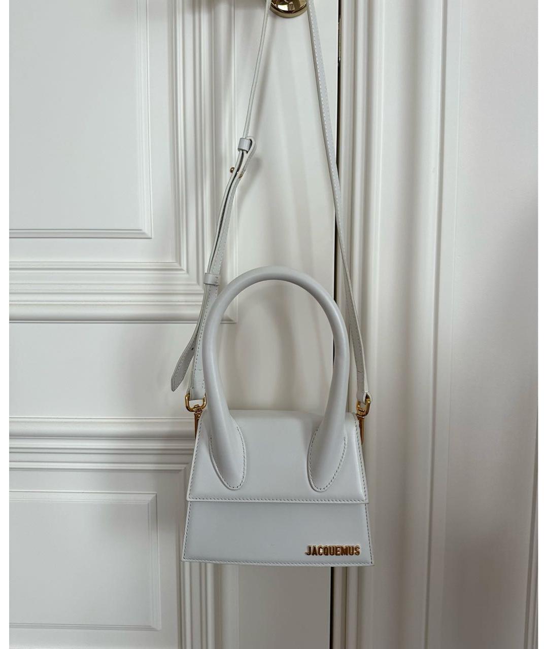 JACQUEMUS Белая кожаная сумка через плечо, фото 2