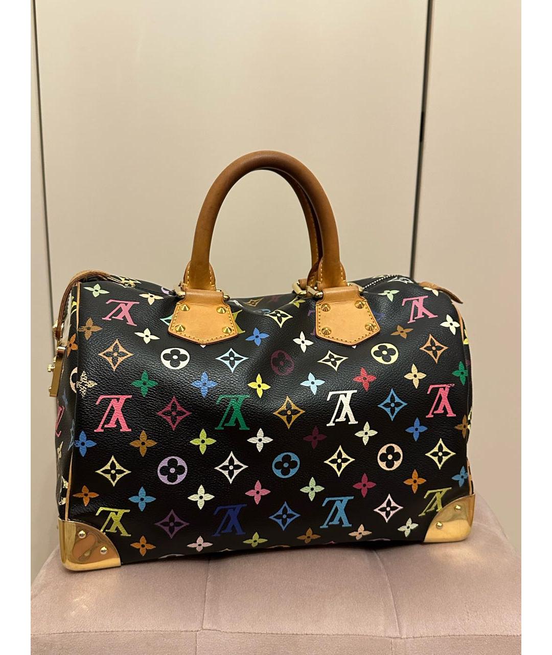 LOUIS VUITTON Черная кожаная сумка с короткими ручками, фото 2