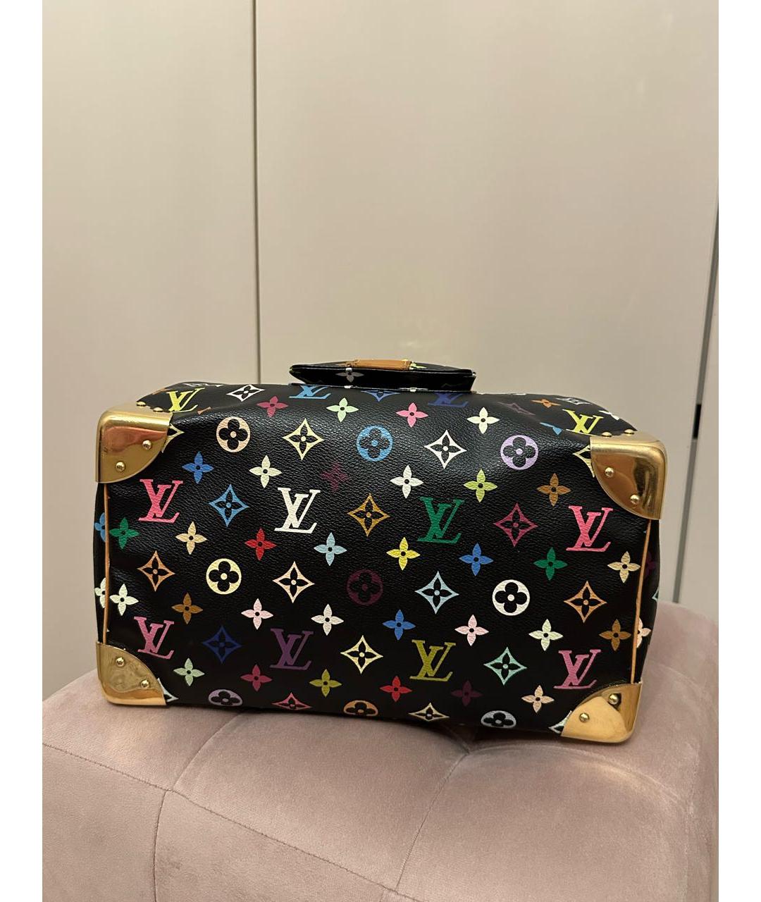 LOUIS VUITTON Черная кожаная сумка с короткими ручками, фото 8