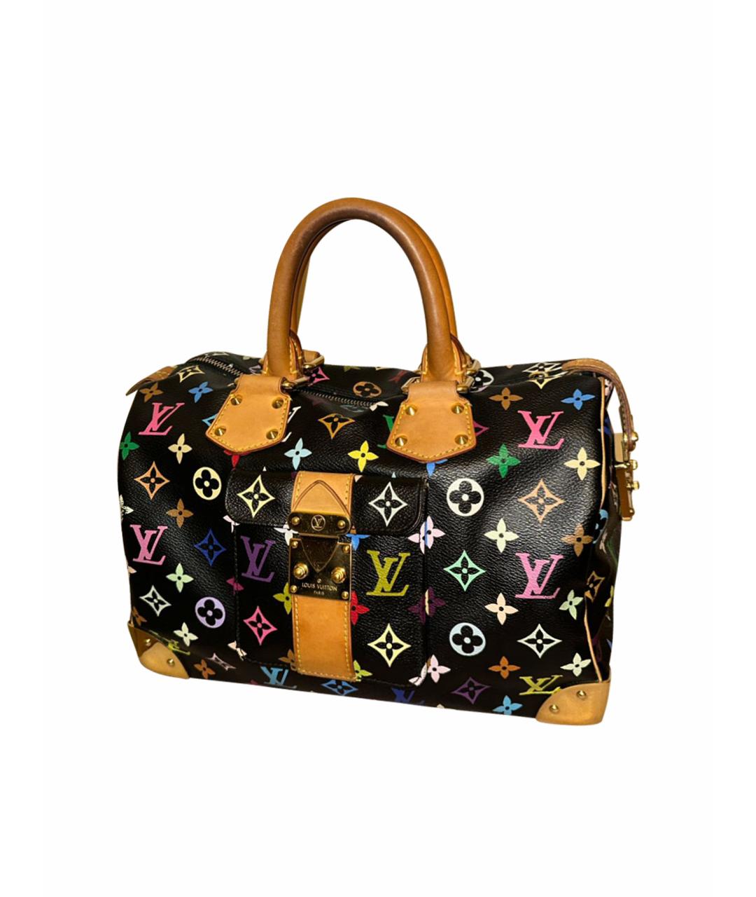 LOUIS VUITTON Черная кожаная сумка с короткими ручками, фото 1