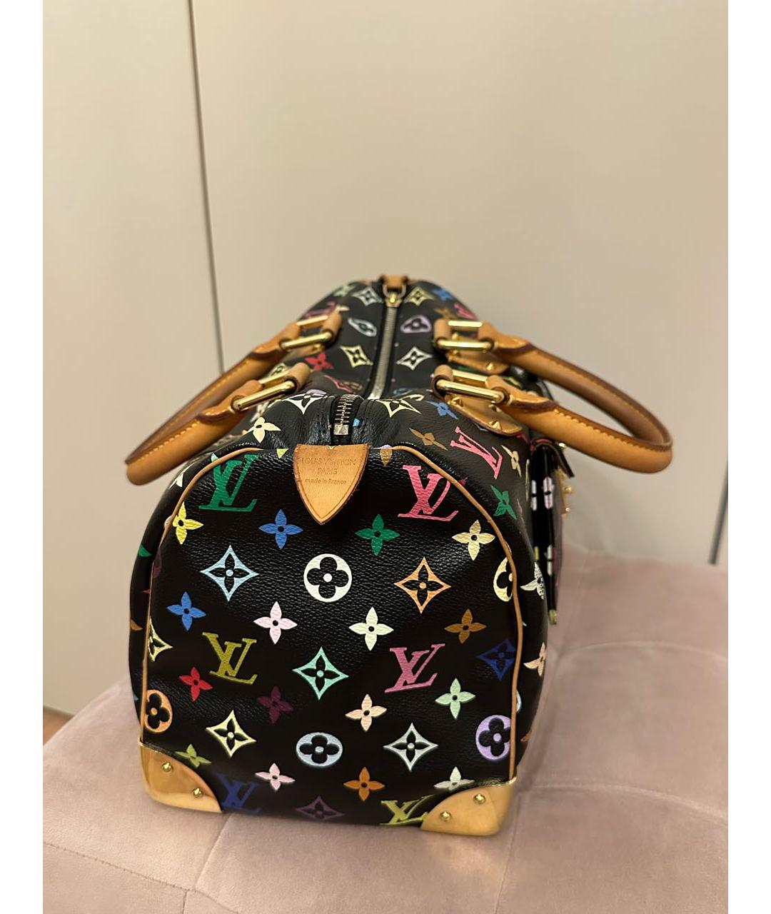 LOUIS VUITTON Черная кожаная сумка с короткими ручками, фото 5