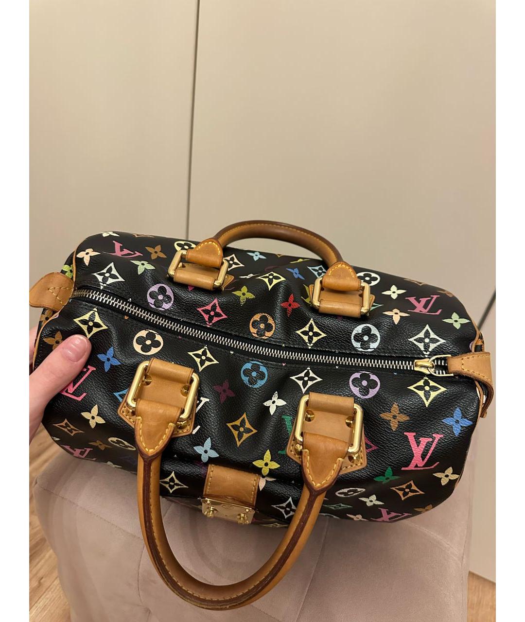 LOUIS VUITTON Черная кожаная сумка с короткими ручками, фото 4