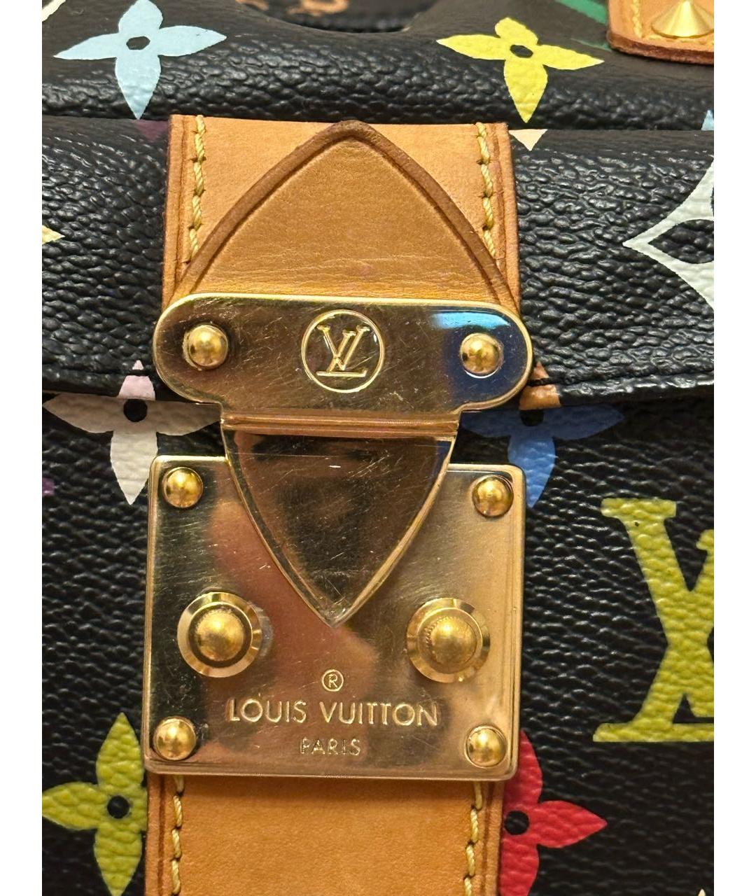 LOUIS VUITTON Черная кожаная сумка с короткими ручками, фото 6